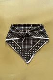 Plaid & Polka Border Triangle Silk Neckerchief Deep Khaki